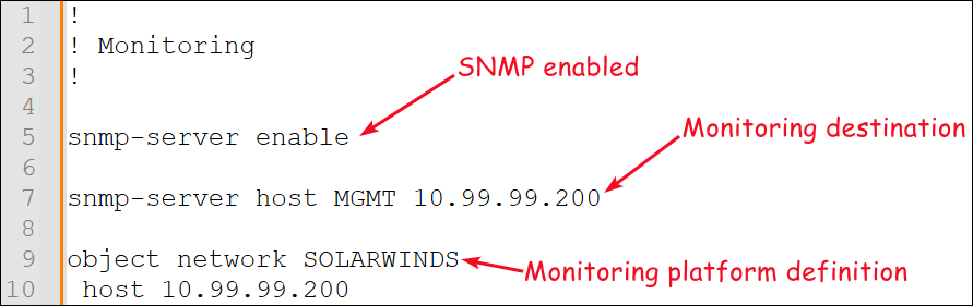A sample configuration of an SNMP server.