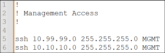 Reviewing access to the firewall's administrative services.