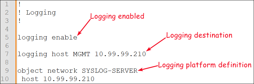 A sample configuration of a Syslog server.