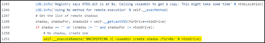 The relevant code snippet from secretsdump.
