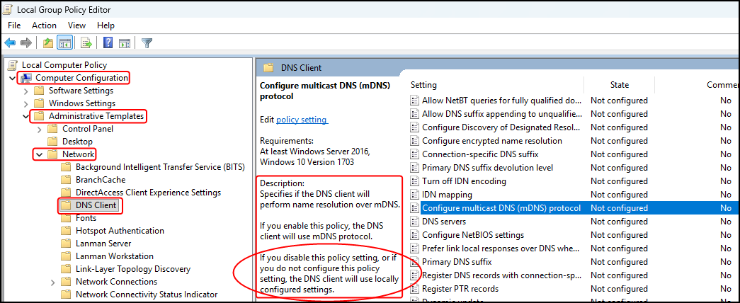 The default policy of mDNS.