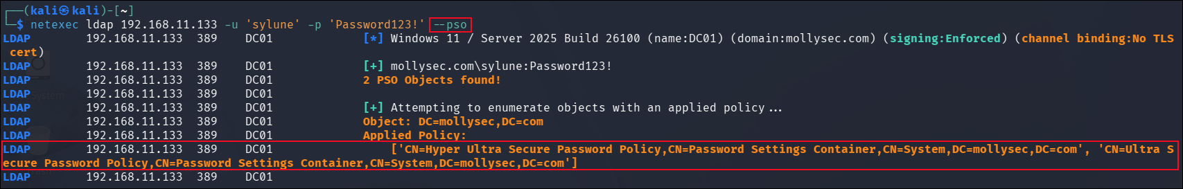 Enumerating PSOs as a standard user.
